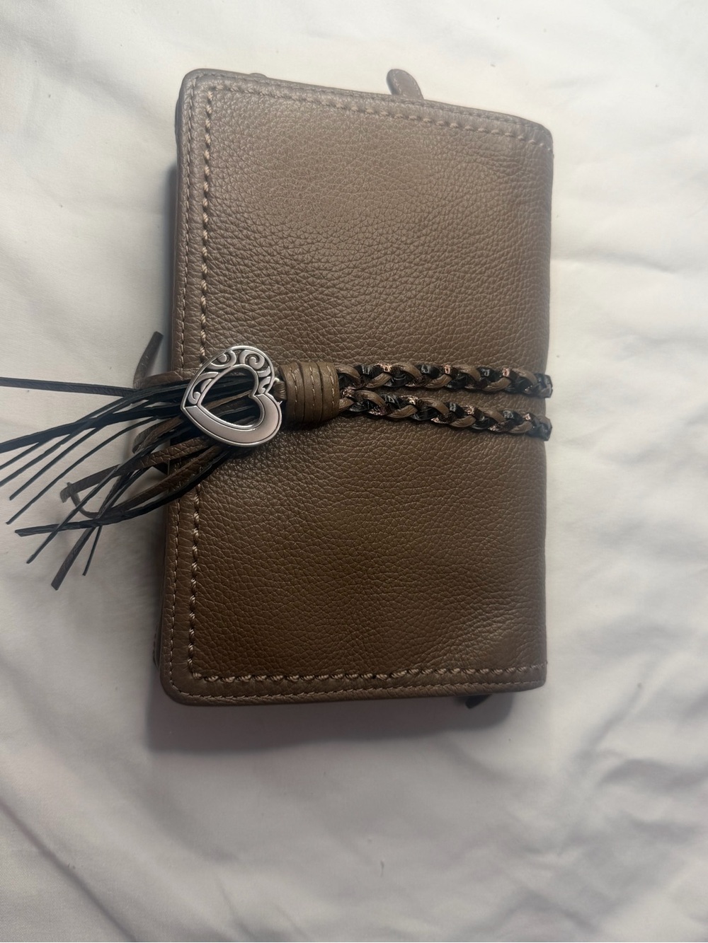Brighton Brown Leather Wallet with Heart Tassel Accent